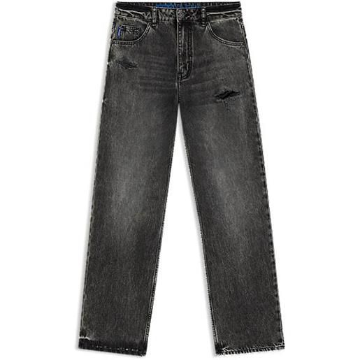 HUGO jeans relaxed fit in denim rigido effetto vissuto, nero