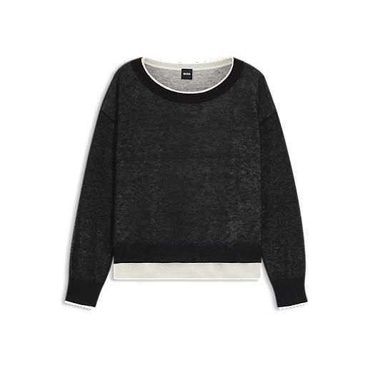 BOSS maglione lavorato, bianco / nero