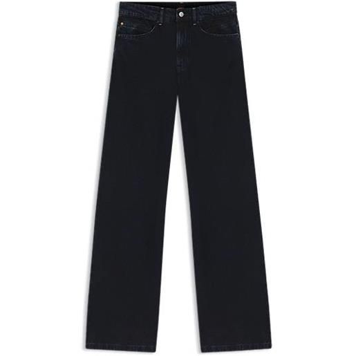BOSS jeans a gamba larga in denim rigido blu-nero, blu scuro