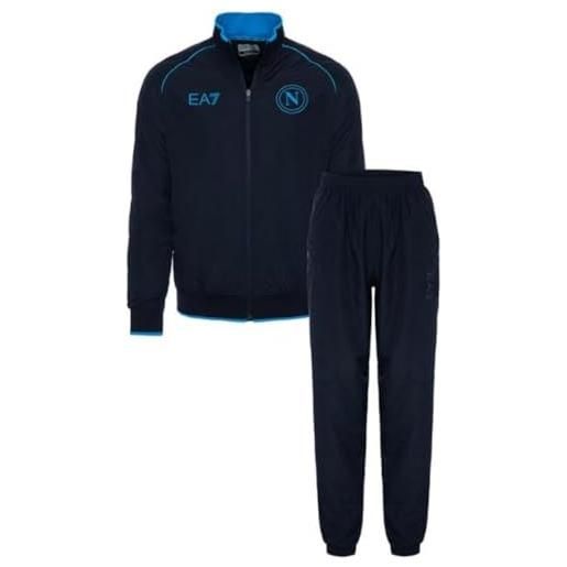 Ssc napoli tuta leggera bambino blu, ea7, prodotto ufficiale, logo sscn, estiva, tasche laterali, chiusura zip, 5 anni