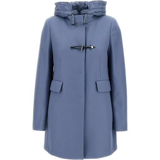 Fay cappotto con cappuccio e chiusura con olivetta - blu