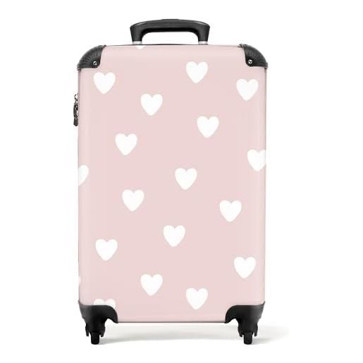 NoBoringSuitcases.com valigia bambina 55x40x20 cm cuori rosa-bianco