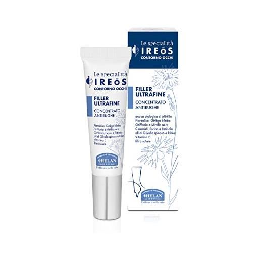 Helan, ireos - contorno occhi antirughe, prodotto skin care con retinolo viso, crema contorno occhi idratante con vitamina e e protezione solare - siero filler riempitivo rughe skincare antiage, 10 ml