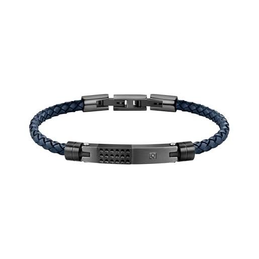 Morellato bracciale da uomo, collezione moody, in pelle, ip nero, acciaio - sqh21