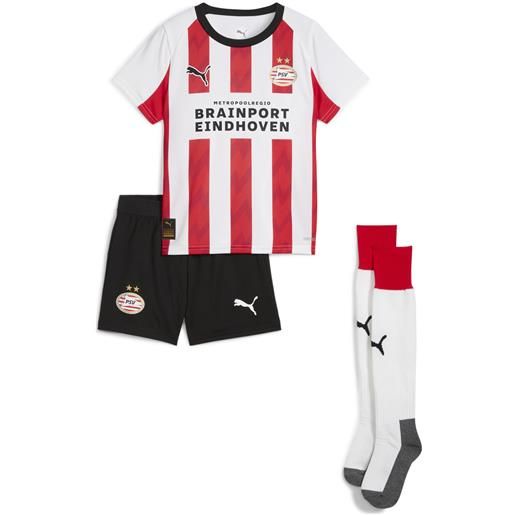 PUMA mini kit home psv eindhoven 25/26 per bambini, abbigliamento, rosso, 4-5y