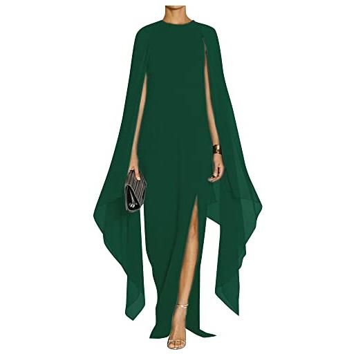 MAYFASEY abito da sera elegante da donna, con maniche svasate, elegante, con mantello, rosso, l