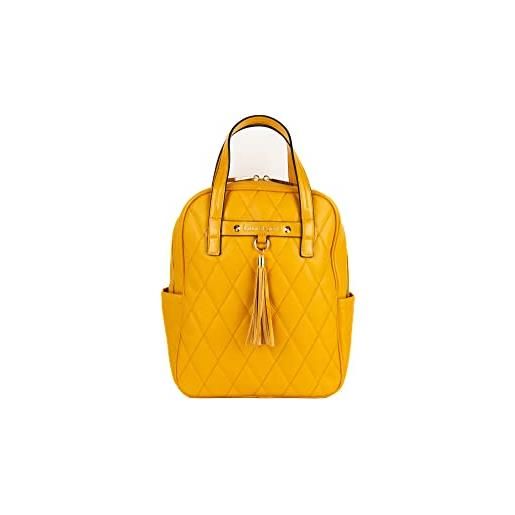 Laura Biagiotti zaino trapuntato, pelle sintetica, 2 manici e tracolle regolabili, tasche laterali, linea pennie art. Lb22s-107-2 dimensioni 32x11x25cm (ocra/giallo)