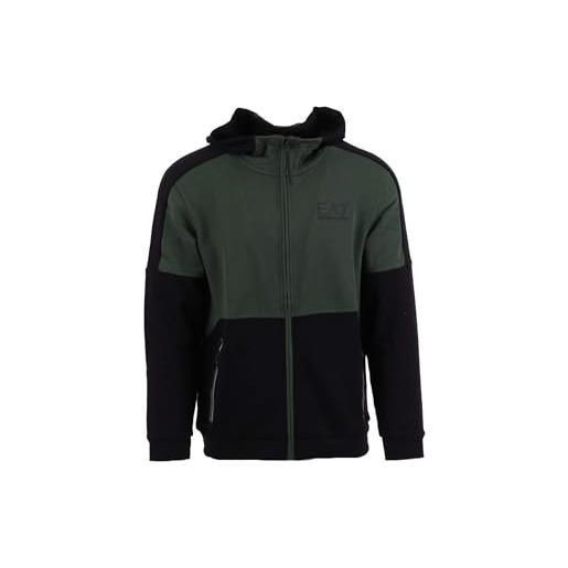 Ea7 felpa zip uomo - nero verde modello 6rpm33pjeqz cotone 100% m