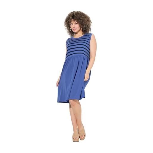 Ulla Popken abito in jersey da donna, taglie forti, taglie forti, con top a righe, blu marino, 56-58
