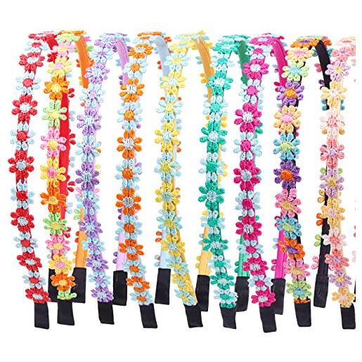CLDURHGE confezione da 9 fasce per ragazze, colorate margherita con paillettes, decorazioni dolci e carine per capelli, per feste di compleanno, festival, scuola