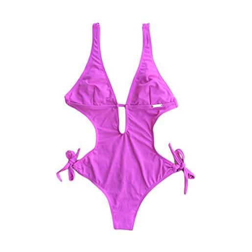 KINIBY - MODA MARE kiniby sexy trikini donna monokini un pezzo costume intero mare e piscina stampe tropicale bech. Brasil (rosa pink, 40/42 donna m)