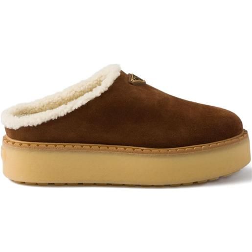 Prada mules foderate in shearling - marrone