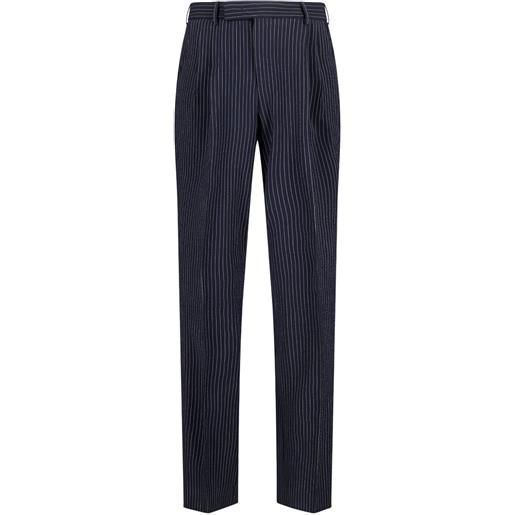 PT Torino pantaloni gessati con pieghe - blu