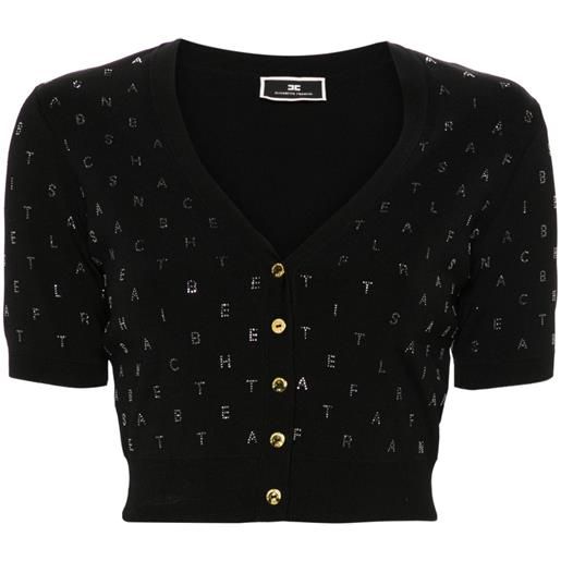 Elisabetta Franchi cardigan crop con strass - nero