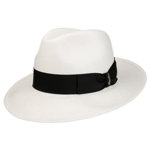 Borsalino cappello panama big brim donna/uomo - made in italy paglia bogart con nastro grosgrain, grosgrain primavera/estate estate - 57 cm natura-nero