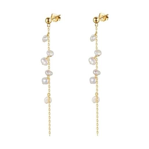 SLUYNZ 925 Argento Curva Infila Orecchini Catena per le donne Ragazze Adolescenti Penzolare Onda Orecchini Nappa (A-Silver