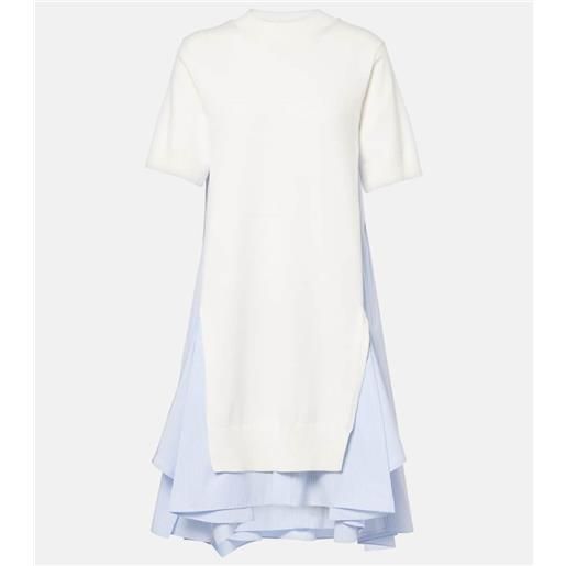 Sacai abito midi in popeline di misto cotone