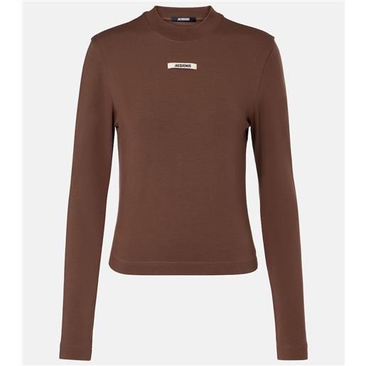 Jacquemus top in jersey di misto cotone con logo