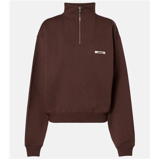 Jacquemus pullover in pile di cotone con zip corta