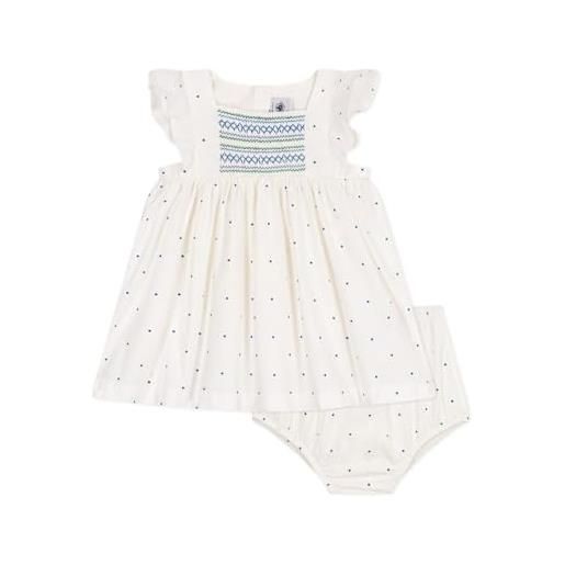 Petit Bateau a0cd5 abito a maniche corte e bloomer, bianco/multicolore, 3 mesi bimba
