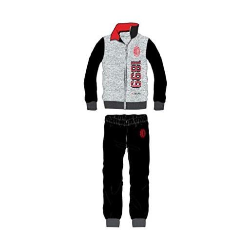 Sicem tuta pigiama milan ufficiale bambino ragazzo anni 10 12 14 grigionera 15098gr (14 anni)