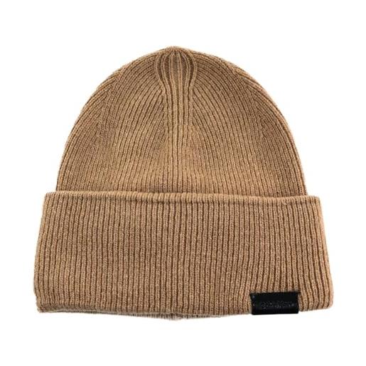 Calvin Klein leather patch docker beanie k50k510978 cappello in maglia, nero (ck navy), os uomo