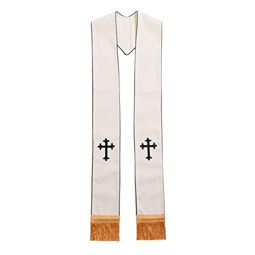 BLESSUME stola messa del clero stola nozze ricamata a croce (white/gold)