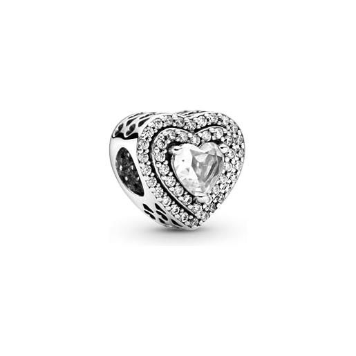 Pandora timeless ciondolo con cuore a livelli brillante in argento sterling con zirconia cubica trasparente