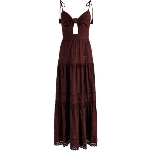 alice + olivia abito lungo minka con ricamo - marrone