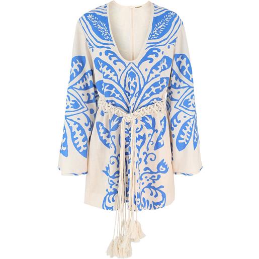 Alexis abito corto con maniche a campana - bianco