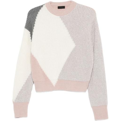 LIU JO maglione in lana con motivo geometrico - rosa