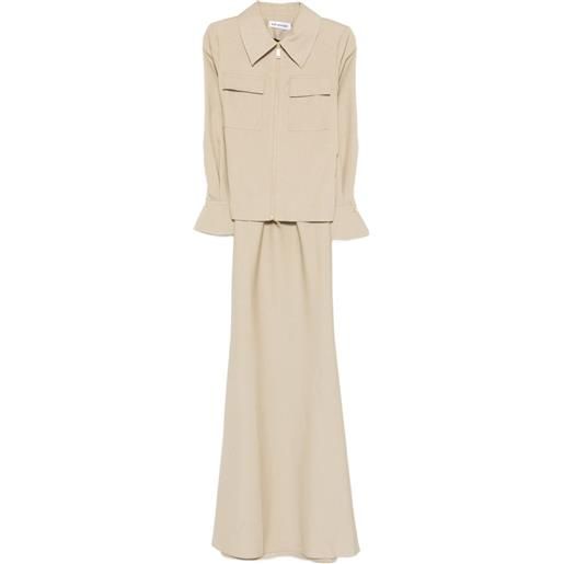 Self-Portrait abito lungo con zip - verde