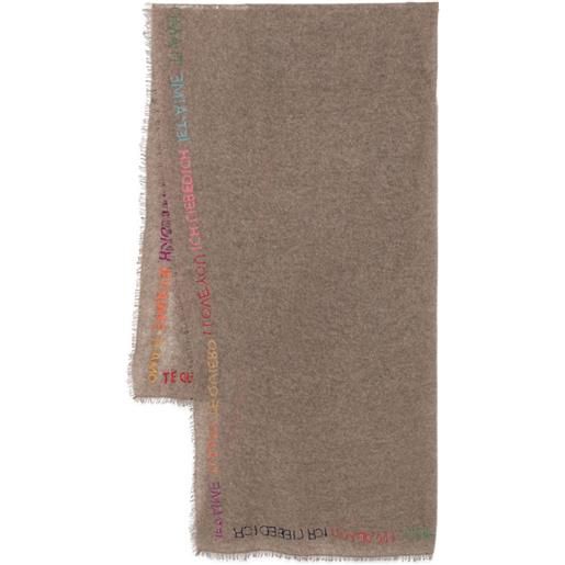 Faliero Sarti sciarpa con ricamo - marrone