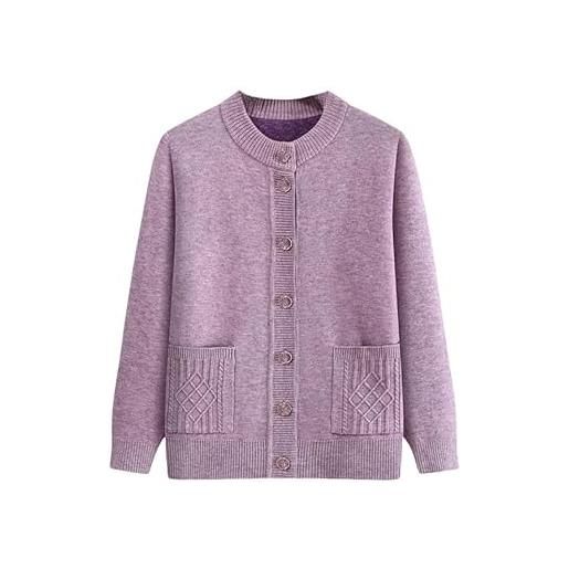 ZHAOMEI cardigan donna invernale cardigan da nonna in pile caldo tinta unita da donna, classico girocollo, con bottoni, maglione da nonna, giacca da cardigan con tasche, cammello xl