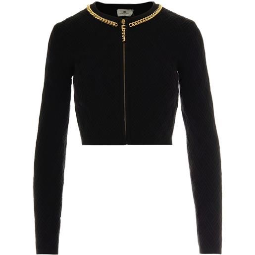 Elisabetta Franchi cardigan con bordo a catena - nero