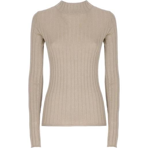 Brunello Cucinelli maglione a coste con dettagli in lurex - toni neutri