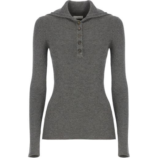 Brunello Cucinelli maglione con dettaglio lurex - grigio