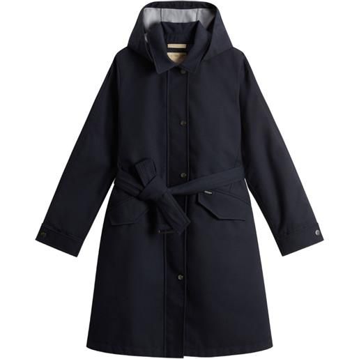 Woolrich trench impermeabile con cappuccio - blu