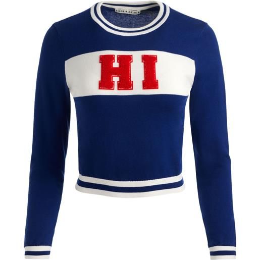 alice + olivia maglione carolann con applicazione - blu