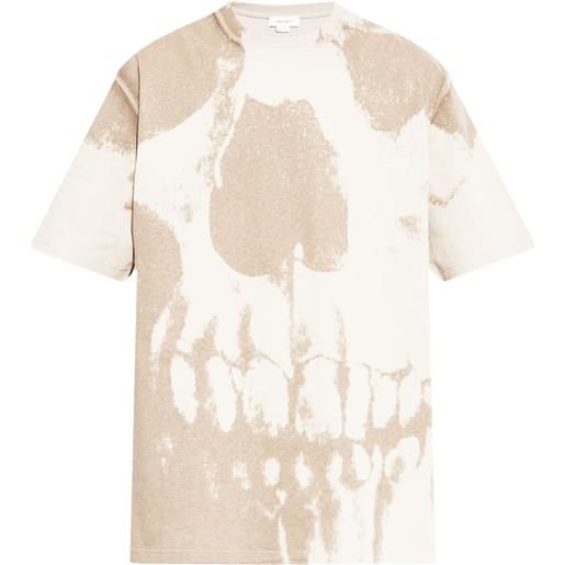 Alexander McQueen t-shirt in cotone con stampa skull - toni neutri