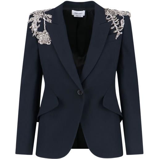 Alexander McQueen blazer monopetto con decorazione - nero