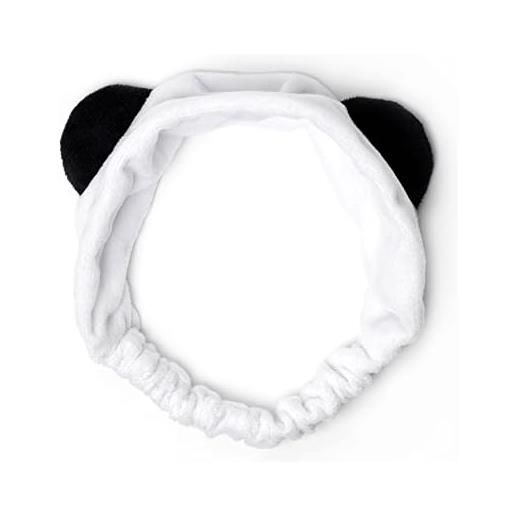 Legami - fascia per capelli, me time, 24,5x11 cm, in poliestere, tema panda, raccogli i capelli per truccarti, struccarti, fare un trattamento viso, fascia morbida