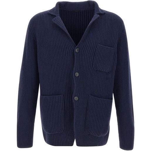 Fay cardigan in lana con tasca applicata - blu