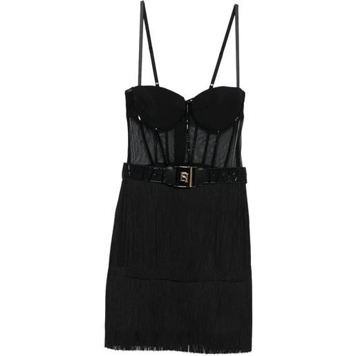 Elisabetta Franchi abito con frange tulle - nero