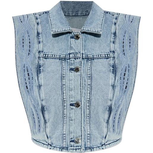 IRO giacca denim rosye in pizzo sangallo - blu