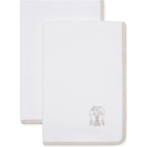 Brunello Cucinelli set di 2 asciugamani con ricamo - bianco