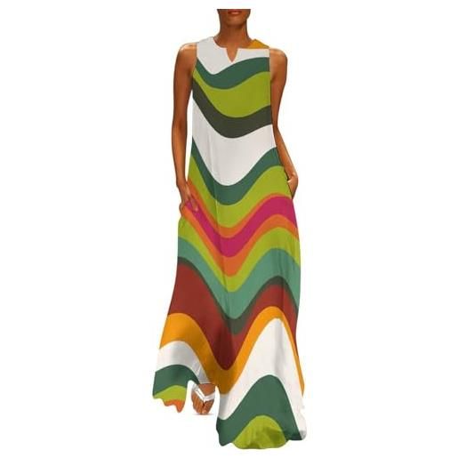 Vestito Lungo Donna Estivo Floreale - Manica Corta, Loose, In Poliestere, Con Tasche (taglie S-XXL)