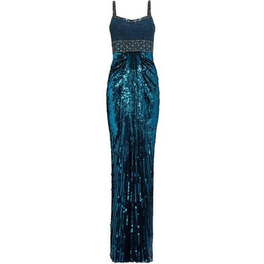 Jenny Packham abito lungo only you con paillettes - blu