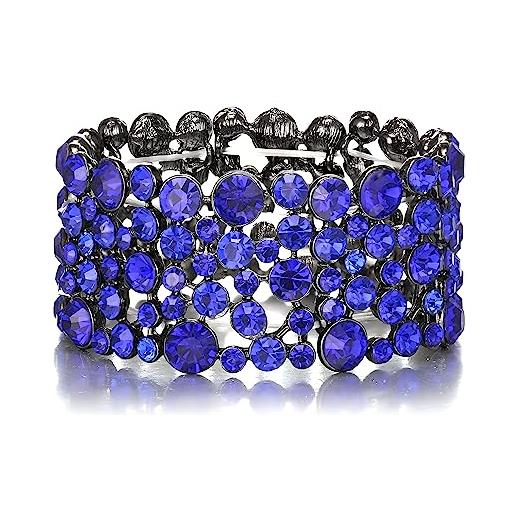EVER FAITH Bracciale Elastico da Donna in Cristalli Quadrato