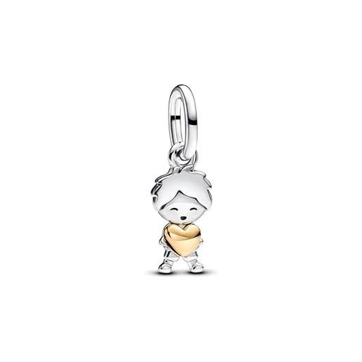 PANDORA moments 763602c00 - ciondolo in argento sterling con lega di metallo dorata, compatibile con moments e me braccialetti, bicolor, argento sterling, nessuna pietra preziosa